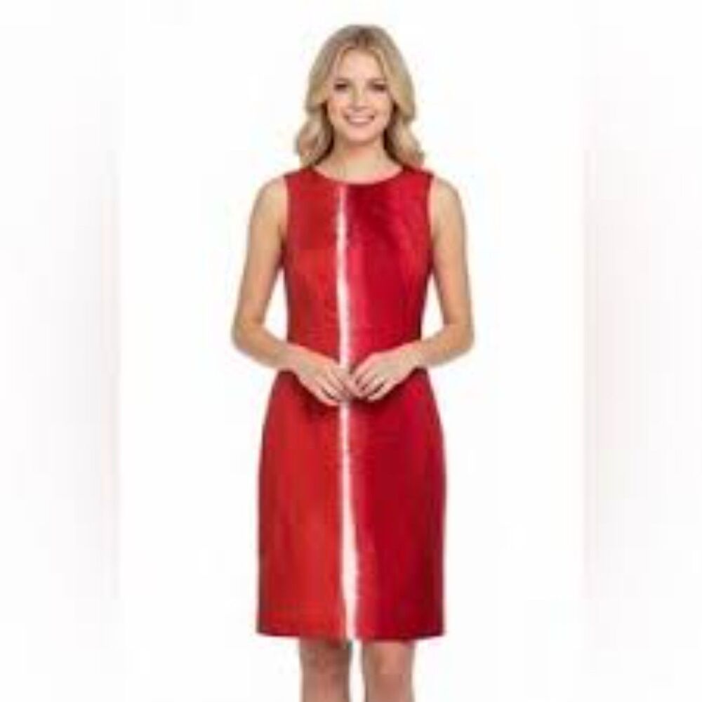 NWT Tahari Women's Size 4 Kristen Dress Sleeveless Shift Zip Back Orange Coral